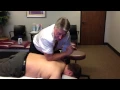 Your Houston Chiropractor Dr Gregory Johnson Doing Deep Soft Tissue Work On Severe Muscle Spasm Pati