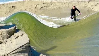 River connected to Ocean and formed waves to surf