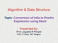 Lecture 20 - Expression Conversion Infix to Postfix using Stack