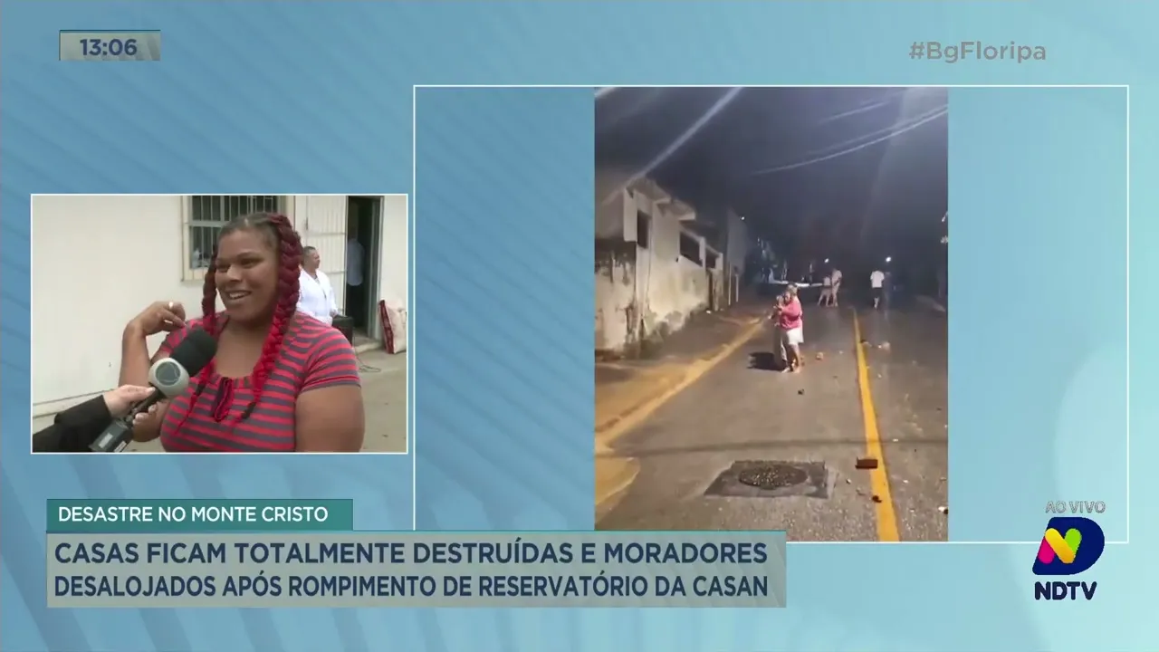 Desastre no Monte Cristo: moradores ficam desalojados após rompimento do reservatório da Casan