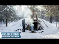 2 Days Alone in the Snow ❄️ Building a Hidden Forest Shelter - Winter Bushcraft Survival