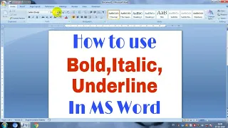 Bold Italic and underline in MS Word
