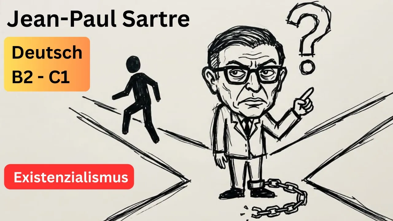 Jean-Paul Sartre einfach erklärt | Existenzialismus | Deutsch B2–C1 | learn German
