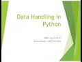 CBSE Class 11 Python Data Handling Computer Science Informatics Practices