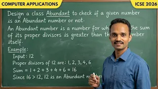 Abundant Number Program in Java Important Program 2026 ICSE Class 10 Computer Applications