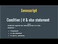 How to Use if else statement in javascript Learn javascript part-7