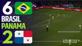  brasil 6 2 panama highlights friendly football match pre world cup 2026 simulation recreation 