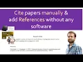 How to add references manually without any software or reference manager Google Scholar
