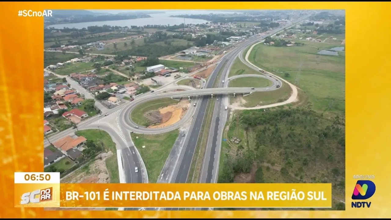 BR-101 é interditada para obras na Região Sul