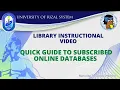 Quick Guide to Subscribed Online Databases