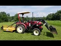 Farm Pro 25 hp tractor 4WD pwr steering loader bucket 5-ft bushhog walk-around and cold start