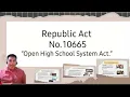 Legal bases part 2 R A 10665 Open High School Program