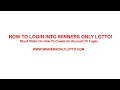 How To Login Into Winners Only Lotto