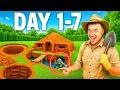 7 DAYS Building a GIANT MUD FORT Full SURVIVAL Pond MONSTER MOVIE