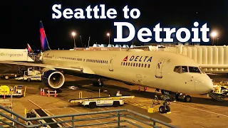 Full Flight Delta Air Lines B757-300 Seattle to Detroit SEA-DTW