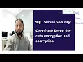 Demo for Certificates creation Encryption Decryption of Data in SQL Server