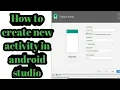 How to create new activity in android studio