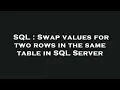 SQL Swap values for two rows in the same table in SQL Server