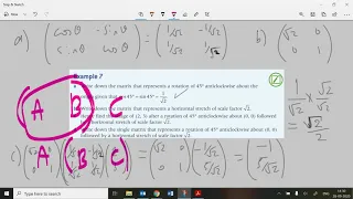 Ex9E part 2 IB HL AI Maths Oxford Unit 9 transformations with matrices example questions GTU