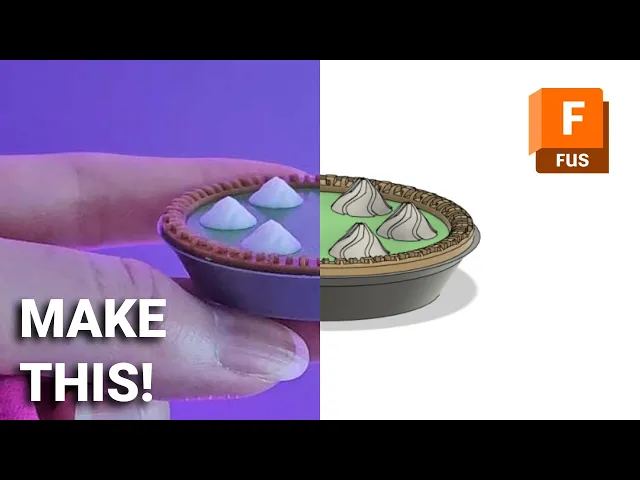 1:6 scale miniature whole pie | As seen on YouTube (Autodesk Fusion tutorial) video thumbnail