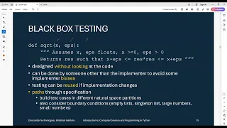 Intro to CS and Python 7 of 12 Testing Debugging Exceptions and Assertions
