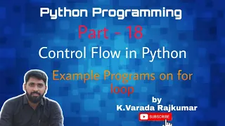 Python Programming Part - 18 Examples using for Loop