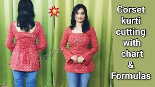 Trending Corset kurti cutting with chart and formulas