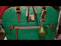 Wimb Dooney and Bourke Ostrich Dome Satchel in Kelly green