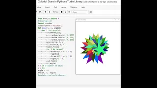 Colorful Stars in Python Turtle Library