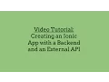 Creating an Ionic App with a Backend and an External API