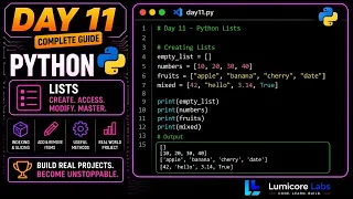 Python Lists Explained Creation Indexing Essential Methods Lumicore Labs - Day 11