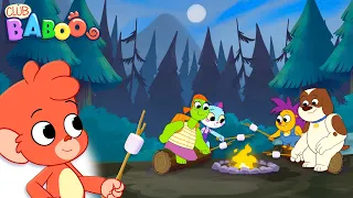 DINO CAMPFIRE | Club Baboo | 1HOUR Funny Educational Dinosaur Videos for Kids | T-Rex, Triceratops