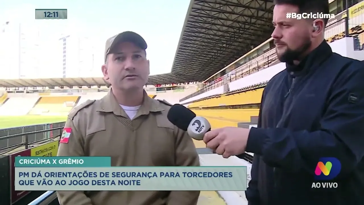 PM dá orientações de segurança para torcedores que vão ao jogo entre Criciúma e Grêmio