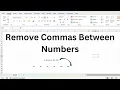 Remove Commas Between Numbers In Excel