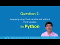Question 2 Swapping Of Two Numbers In Python Python Code for Swap Two numbers