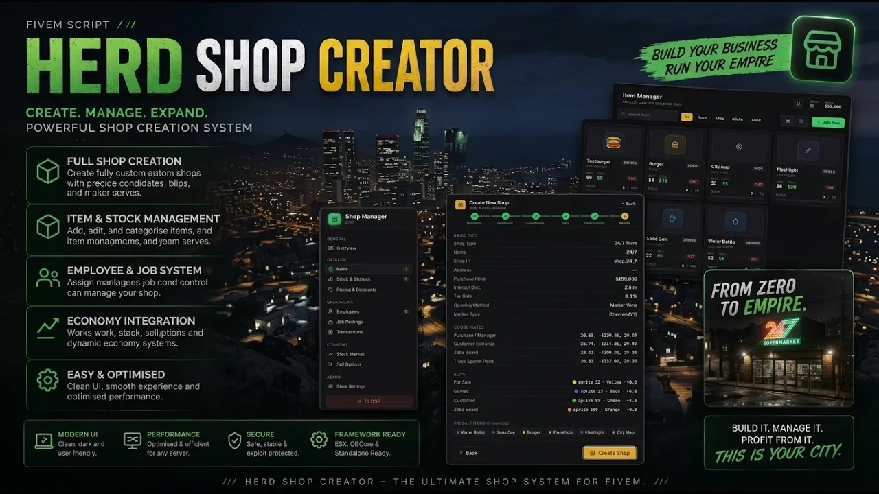 Herd Shop Creator — Player-Owned Shops & In-Game Shop Builder
