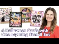 4 Halloween Cards with One Layering Stencil Set