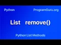 Python List remove method - Syntax Examples