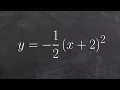 How to graph a parabola in vertex form with a vertical compression