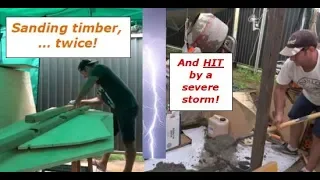 Building my steel sailing yacht Ep.28 Sanding timber, a violent storm & a new wood ‘shed’