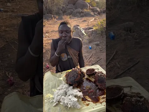Hadza Chabba spend most of his day cooking bush food