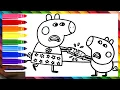 Download Lagu Draw and Color Peppa Pig and George Pig Fighting Over the Remote Control 🐷🐷🎮📺😠😤🤼‍♂️💥🌈