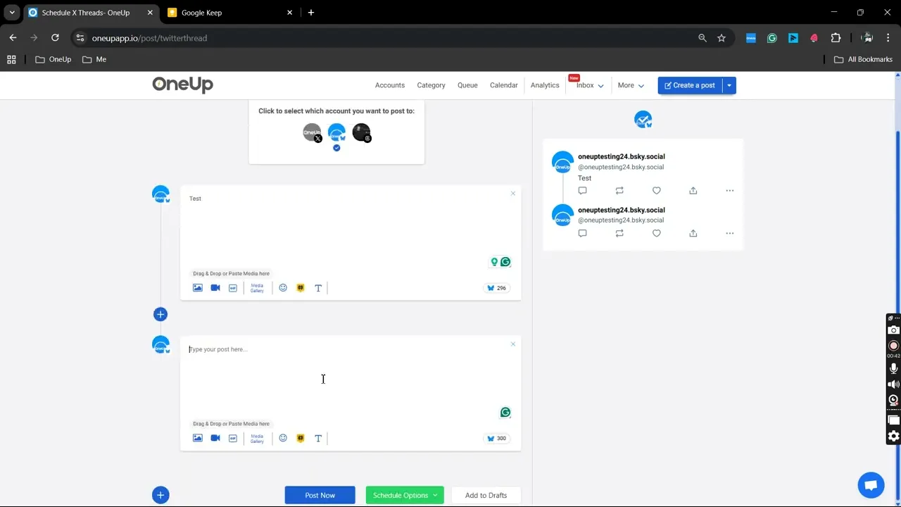 Schedule Bluesky posts with OneUp