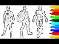 Spiderman and AVENGERS SUPERHEROES Coloring Pages AVENGERS Colouring Pages For Kids