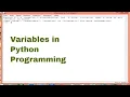 PYTHON TUTORIAL 25 VARIABLES IN PYTHON PART-1 WITH EXAMPLE