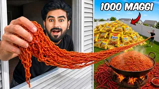 Cooking 1000 Spicy Maggi At Once | क्या एक साथ 1000 तीखी मेग्गी बन पायेगी ? 🔥
