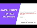 JavaScript Validation for Textbox Username in Hindi Textbox validation in JavaScript html CSS