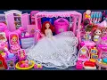 13 minuten vol plezier met het uitpakken van een prinsessenbed, aankleedspeelset en Barbie Baby Doll Kitchen Toy ASMR
