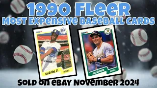 1990 Fleer Most Expensive eBay Sales Baseball Cards - November 2024