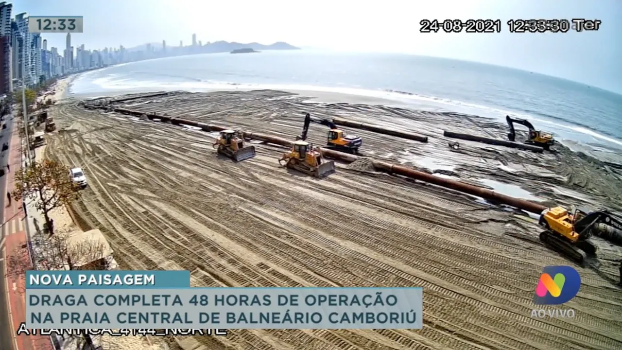 Draga completa 48 horas de operação na praia central da Balneário Camboriú